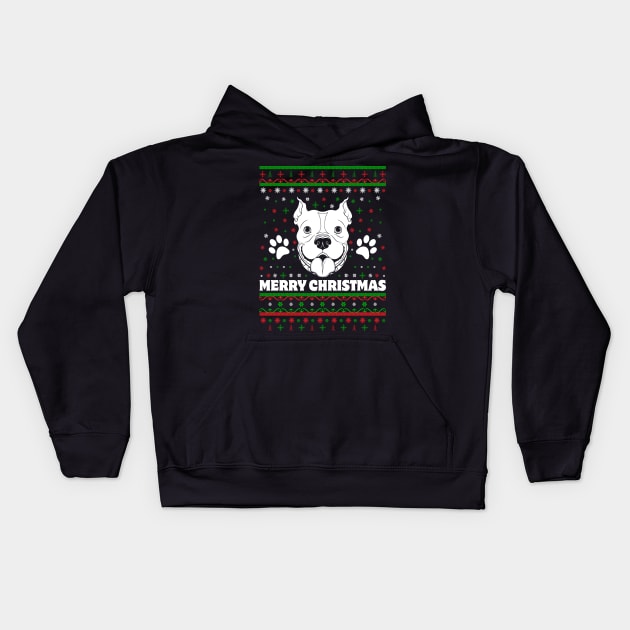 Pitbull Christmas Kids Hoodie by DennisMcCarson